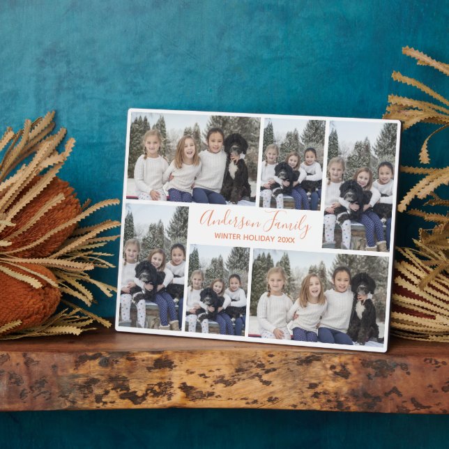 Customisable Family Photo Template White Rose Gold Plaque (Side)