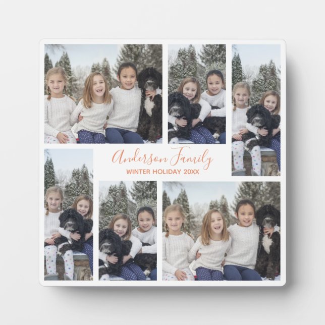 Customisable Family Photo Template White Rose Gold Plaque (Front)