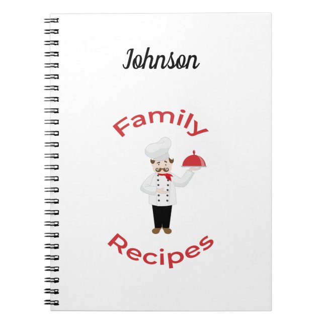 Customisable Family Recipe Book Italian Chef Notes (Front)