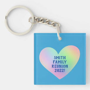 Customisable Family Reunion Gradient Heart Key Ring