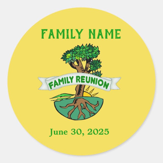 Customisable Family Tree  Reunion Classic Round Sticker (Front)