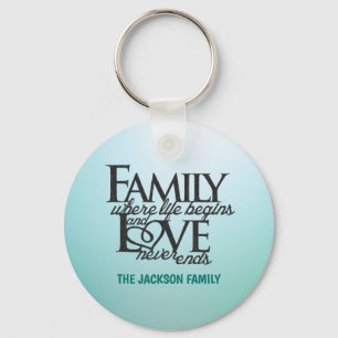Customisable Family where life begins Key Ring