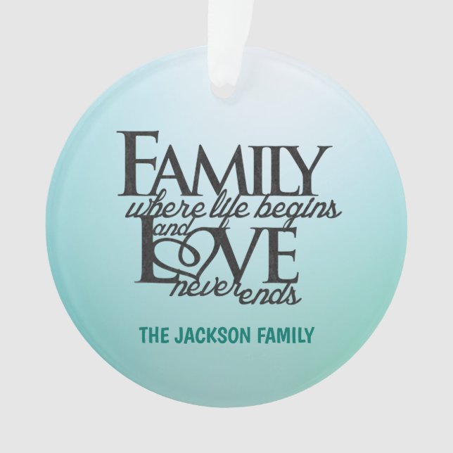Customisable Family where life begins Ornament (Front)