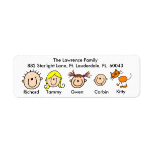 Customisable Family With Cat Address Labels