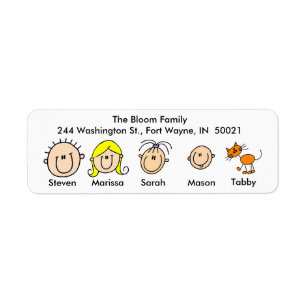 Customisable Family With Cat Address Labels