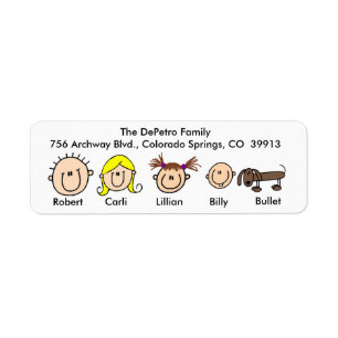 Customisable Family With Dog Address Labels