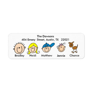 Customisable Family With Dog Address Labels