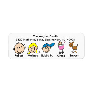 Customisable Family With Dog Address Labels