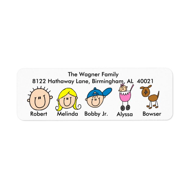 Customisable Family With Dog Address Labels (Front)