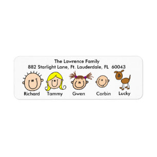 Customisable Family With Dog Address Labels