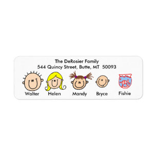 Customisable Family With Fish Address Labels