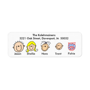 Customisable Family With Fish Address Labels