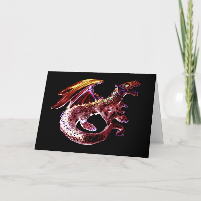 Customisable Fantasy Ruby Red Dragon Greeting Card (Front)
