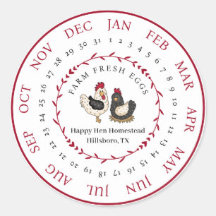 Customisable Farm Fresh Egg Carton Laid Date Class Classic Round Sticker