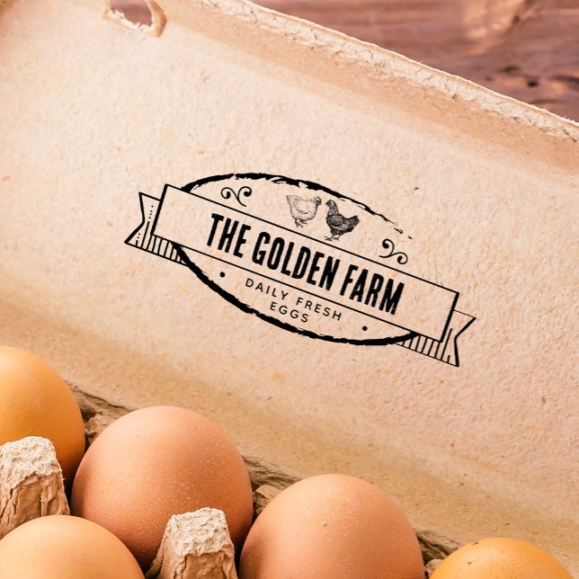 Customisable Farmhouse  Chicken Egg Business Rubber Stamp (Creator Uploaded)