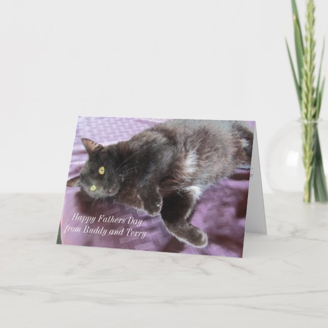 Customisable Father's Day Card with Cat (Front)