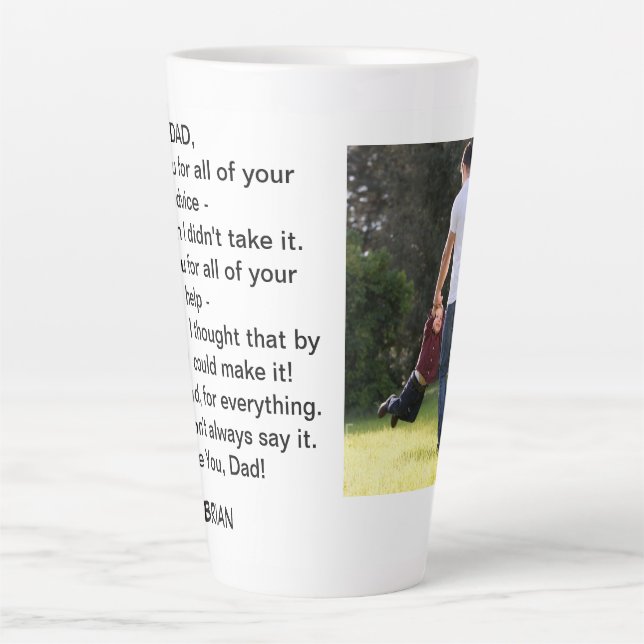 Customisable Father's Day Photo Latte Mug (Front)