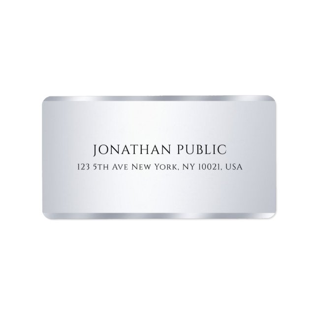 Customisable Faux Silver Modern Simple Template Label (Front)