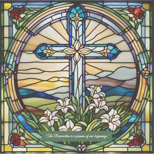 Customisable Faux Stained Glass Easter Cross (Front)