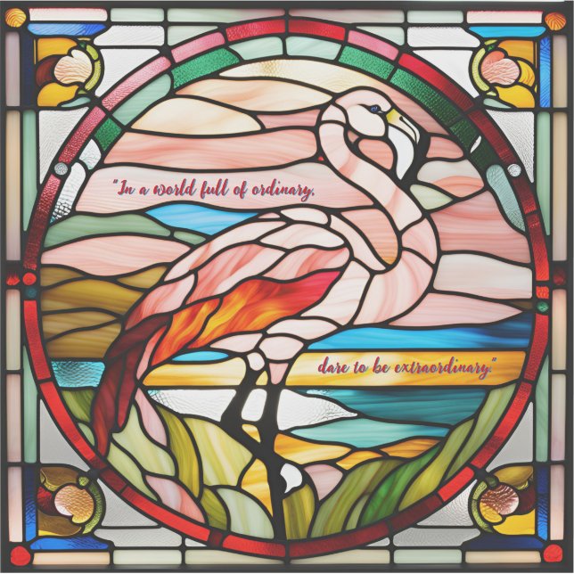 Customisable Faux Stained Glass Flamingo (Front)