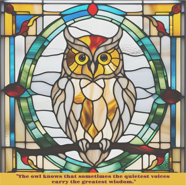 Customisable Faux Stained Glass Owl Sticker (Front)