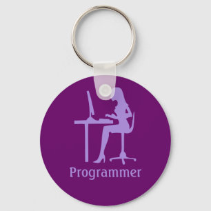 Customisable Female Silhouette Programmer Keychain