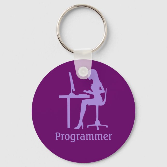 Customisable Female Silhouette Programmer Keychain (Front)