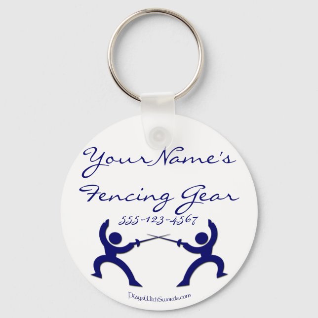 Customisable Fencing Gear bag tag - blue Key Ring (Front)