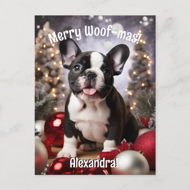  Customisable Festive Frenchie Harmony Postcard (Front)