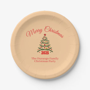 Customisable Festive Xmas Tree Christmas Party Paper Plate