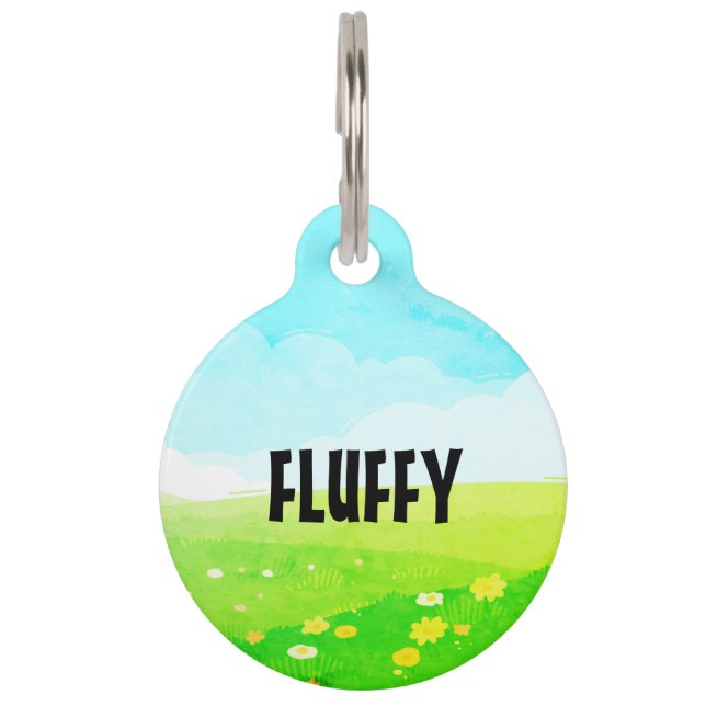 Customisable field springtime pet tag (Front)