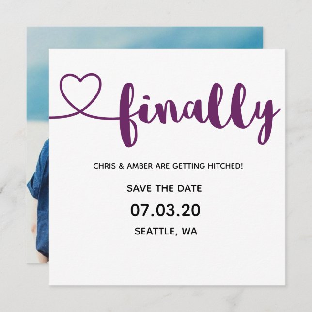 Customisable Finally Getting Hitched. Invitation (Front/Back)