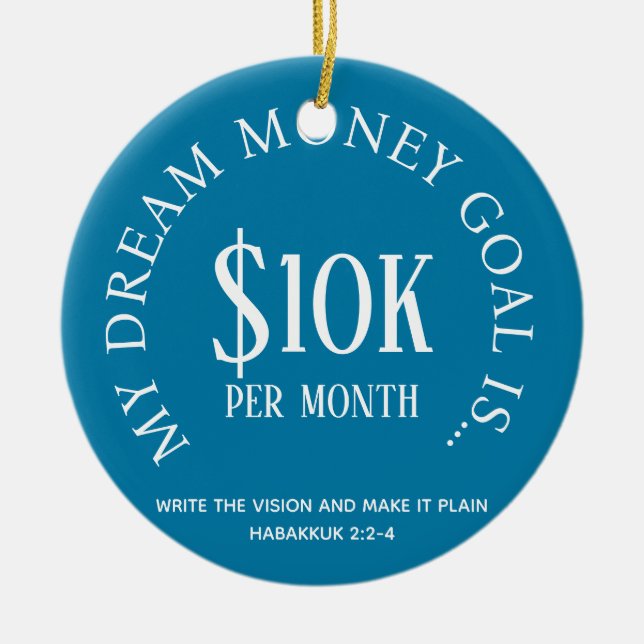 Customisable Financial Goals Ceramic Ornament (Front)