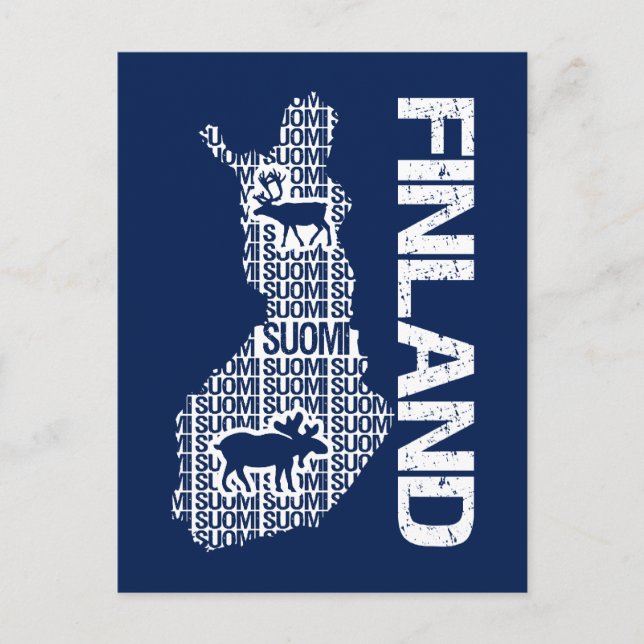 Customisable FINLAND MAP postcard (Front)