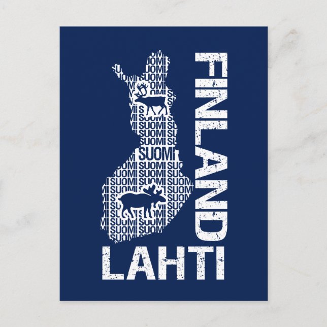 Customisable FINLAND MAP postcard - Lahti (Front)