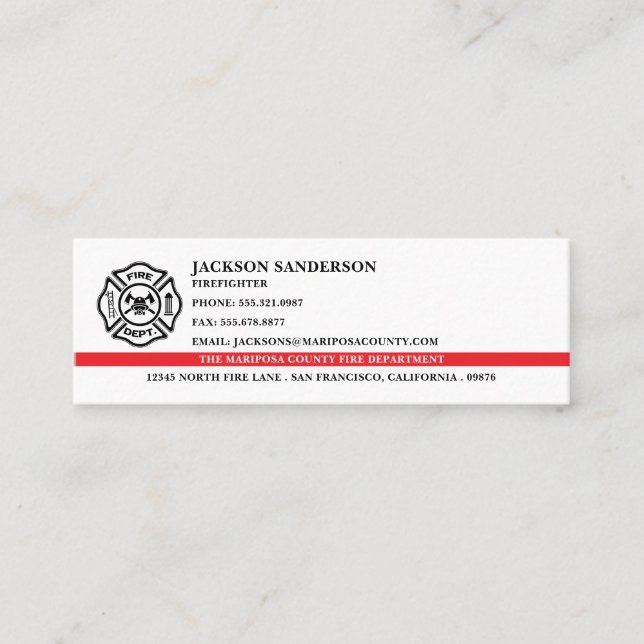 Customisable Fire Department Firefighter Logo Mini Business Card (Front)