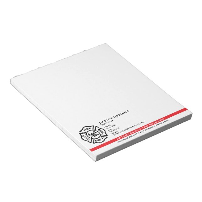 Customisable Fire Department Firefighter Logo Notepad (Angled)