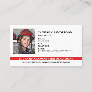 Customisable Fire Department Firefighter Photo Business Card