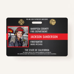Customisable Firefighter Fire Department Employee ID Badge
