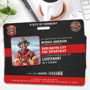 Customisable Firefighter Fire Department Photo ID Badge