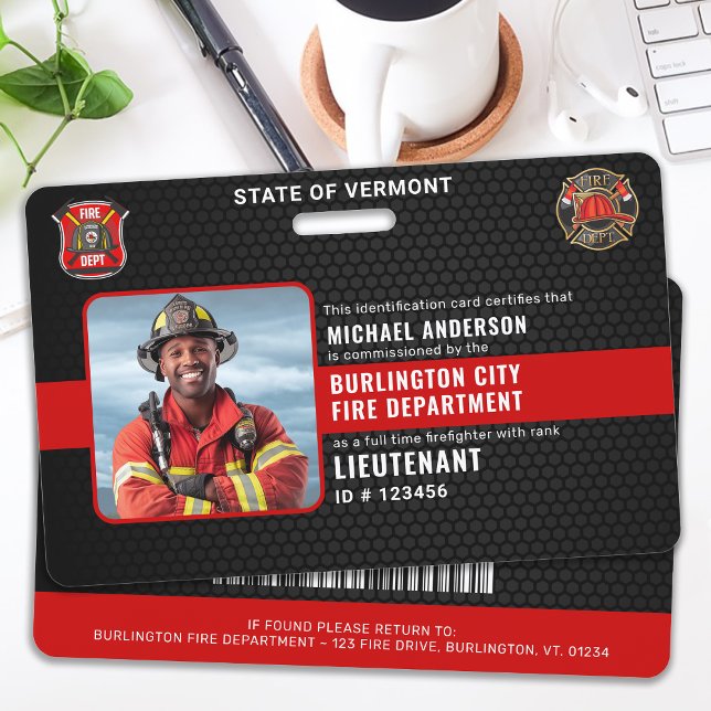 Customisable Firefighter Fire Department Photo ID ID Badge (Creator Uploaded)