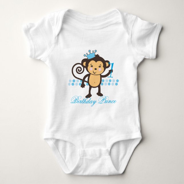 Customisable First Birthday Monkey Prince Shirt (Front)