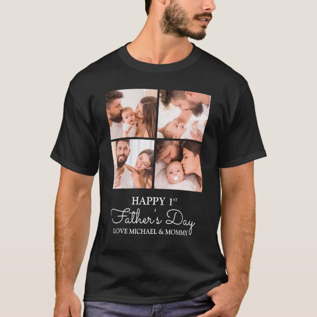 Customisable First Fathers Day Photo Collage T-Shirt (Front)