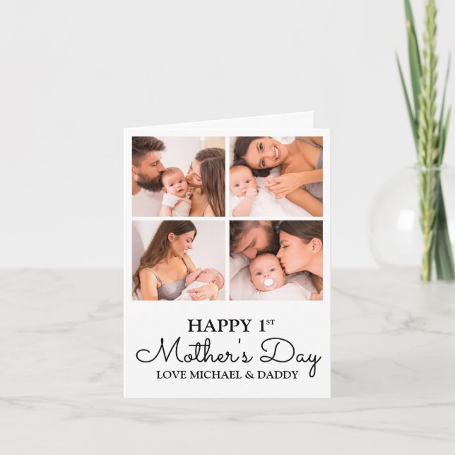 Customisable First Mothers Day Photo Collage Card (Front)