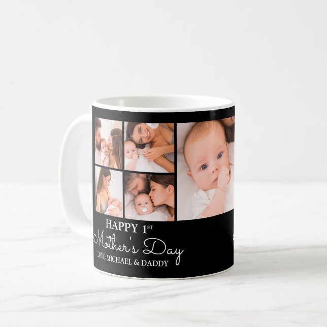Customisable First Mothers Day Photo Collage Coffee Mug (Front Left)