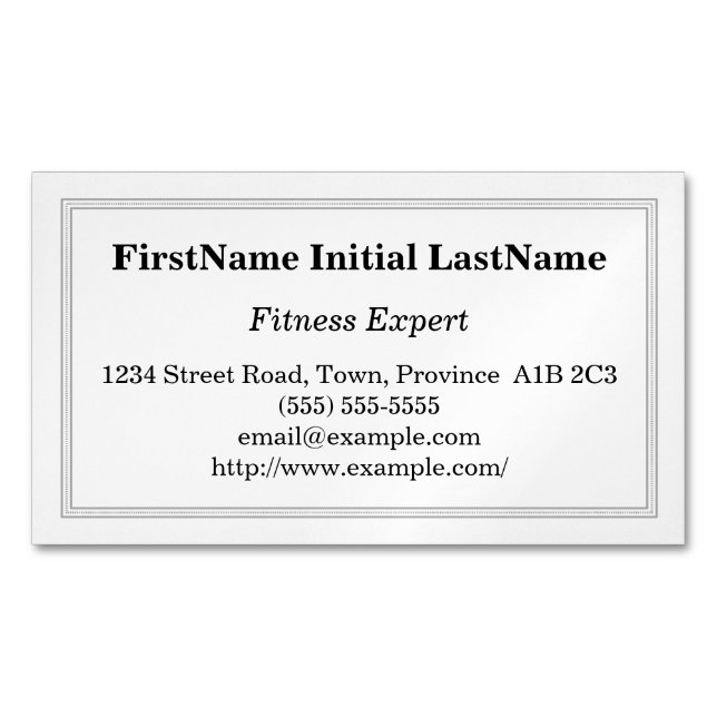 Customisable Fitness Expert Magnetic Business Card (Front)