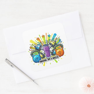 Customisable Fitness Smoothie Celebration Square Sticker