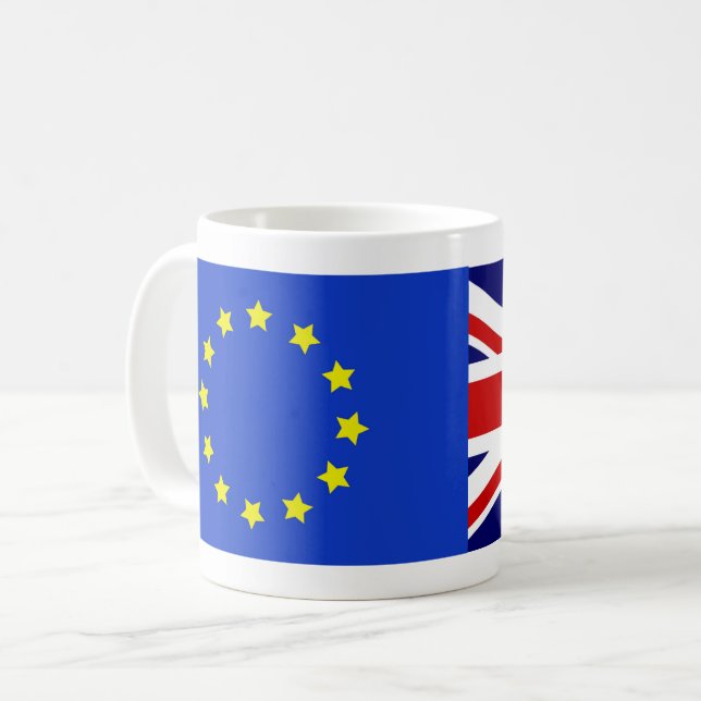 Customisable Flag of Europe & Flag of UK Coffee Mug (Front Left)