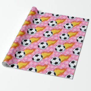 Customisable Flaming Soccer Ball Wrapping Paper