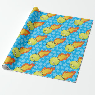 Customisable Flaming Tennis Ball Wrapping Paper